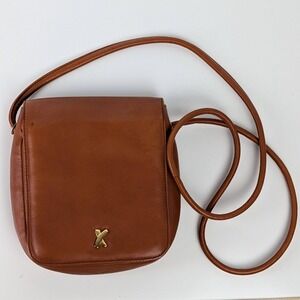 Paloma Picasso Vintage Cognac Leather Crossbody Bag Made in Italy Brown Flap X